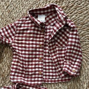 Little Co. Maroon Checkered Kids Button Down Shirt